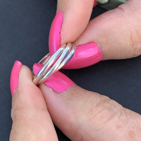 EUC Vintage Sterling Silver 3 Band Puzzle Ring - Size 6.5 - 6.75 - Picture 3 of 5